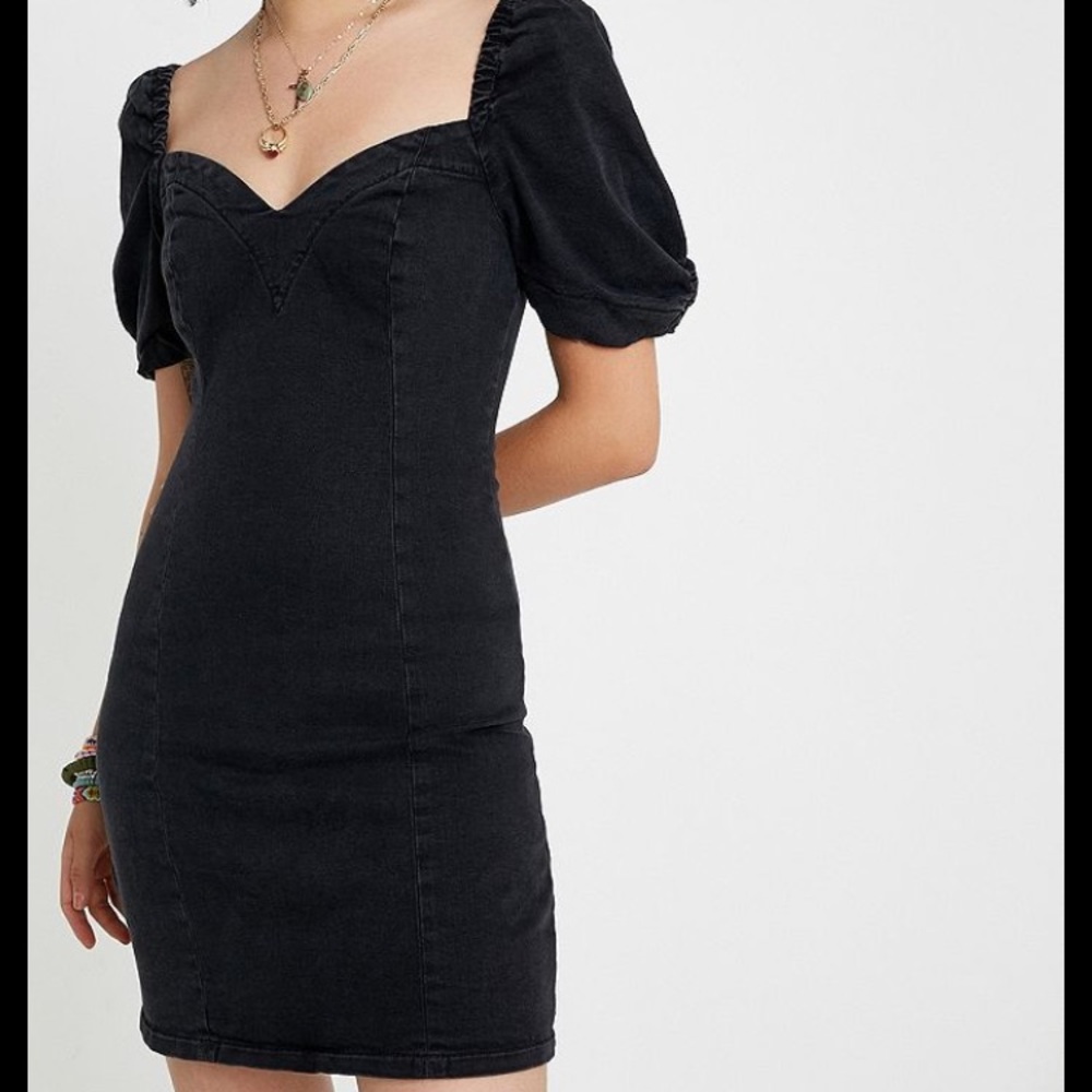 Urban Outfitters Black Puff Sleeve Mini Dress